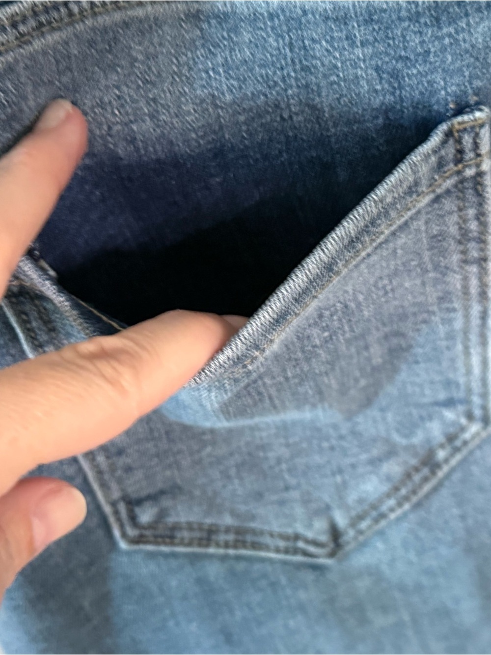 Jean/Denim Mini Skirt | Petite 0/25 | Raw Hem Stretch Denim LN - Picture 6 of 11